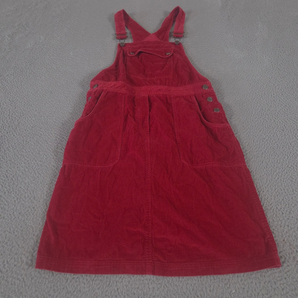 VINTAGE J. Jill Dress Womens XS Red Corduroy Overall Pinafore Pockets Casual 90s